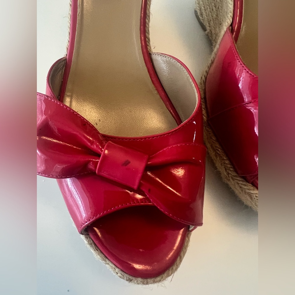 VALENTINO Garavani Mena Patent Bow Espadrille Wedges pink sz 40 - Picture 4 of 8